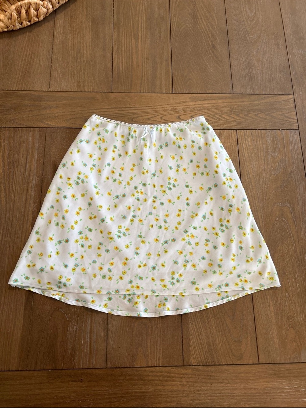 wild fable White A-Line Mini Skirt with Yellow & Green Floral
